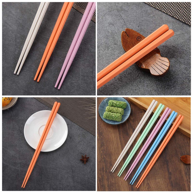 HuaLan Colorful Fiberglass Chopsticks  Dishwasher Safe Chopstick  Reusable Non-slip Chop Sticks  9 1/2 Inches  5 Pairs - Image 2